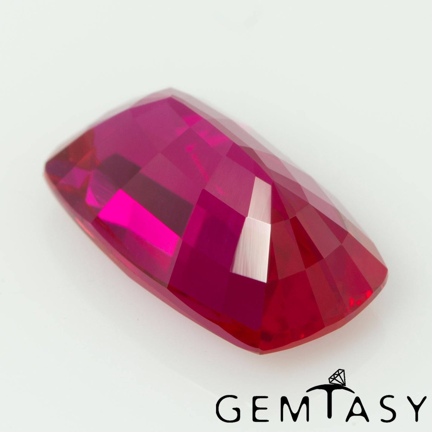 Cut stone - Ruby Pink Czochralski (Pulled) lab grown, facet Cushion 12x7mm 4.03-4.24ct