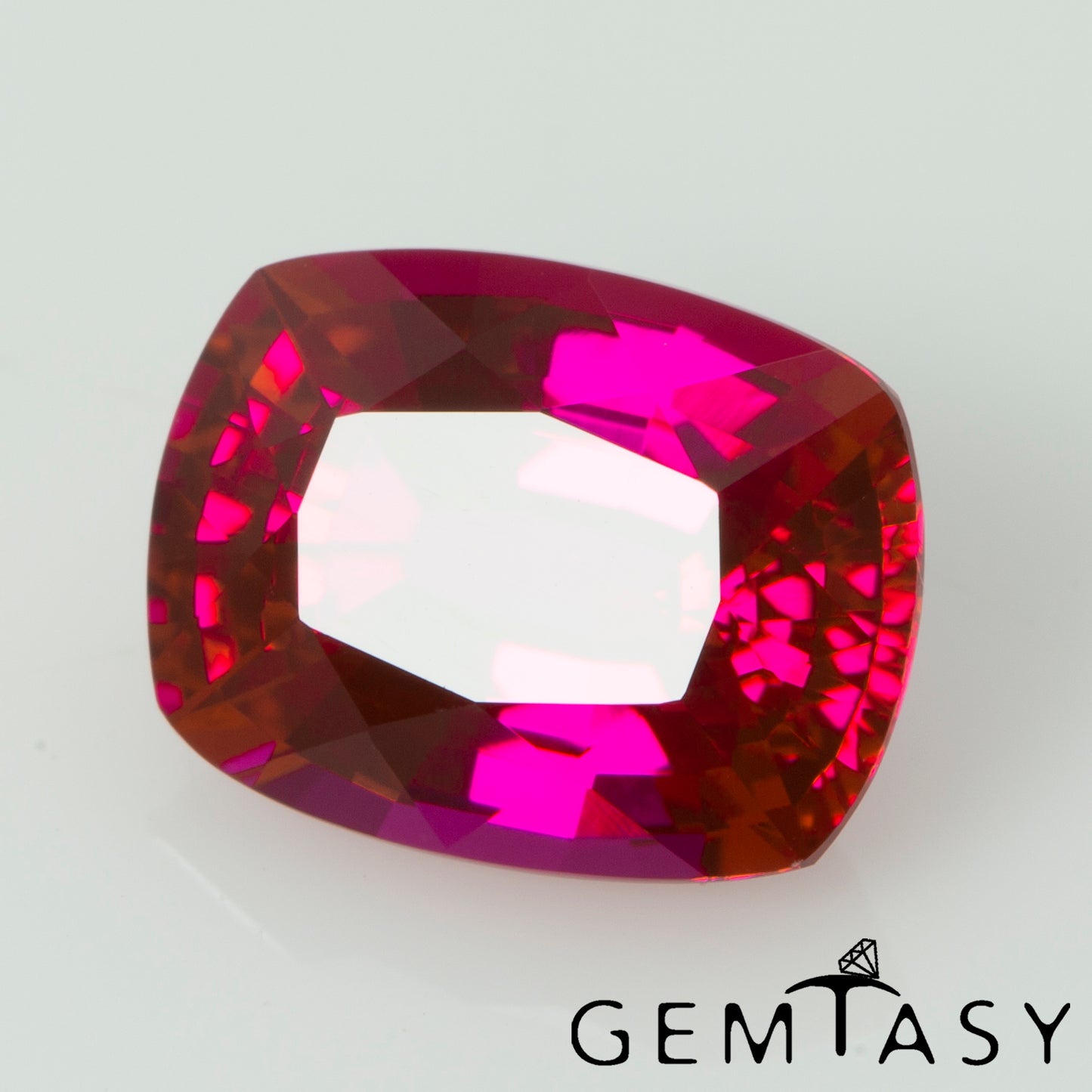 Cut stone - Ruby Pink Czochralski (Pulled) lab grown, facet Cushion 9x7mm 2.54-2.91ct