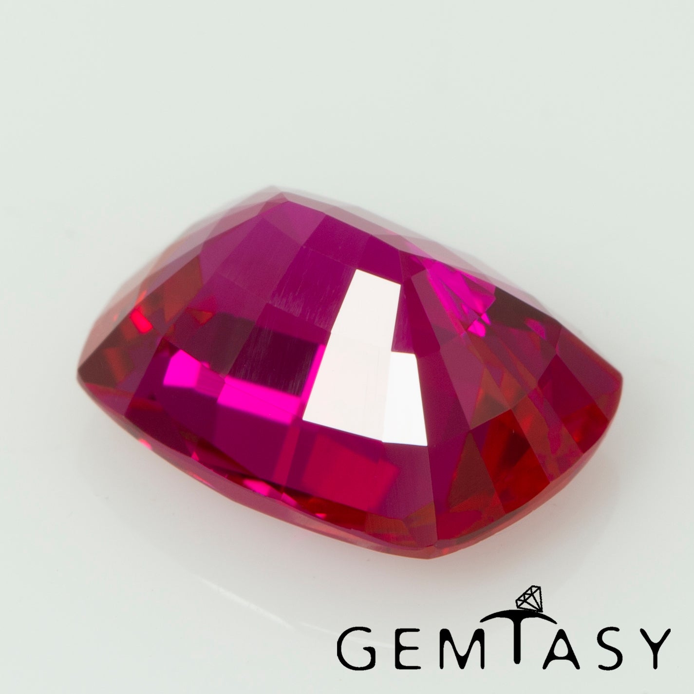 Cut stone - Ruby Pink Czochralski (Pulled) lab grown, facet Cushion 9x7mm 2.54-2.91ct