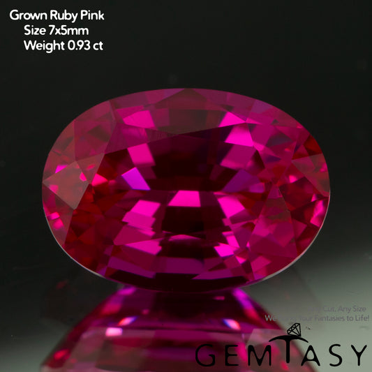 Cut stone - Ruby Pink Czochralski (Pulled) lab grown, facet Oval 7x5mm 0.78-0.93ct