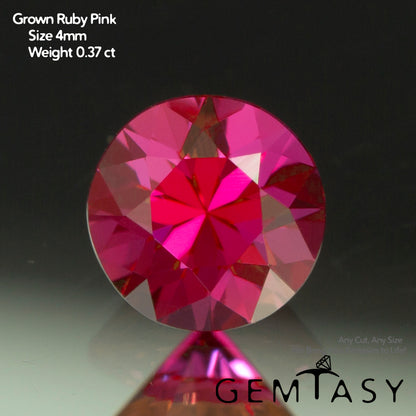 Cut stone - Ruby Pink Czochralski (Pulled) lab grown, facet Round 4mm 0.28-0.37ct