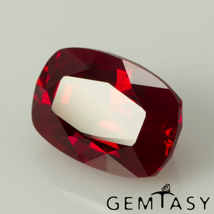 Cut stone - Ruby Pigeon blood Czochralski (Pulled) lab grown, facet Cushion 12x8mm 5.12-5.73ct