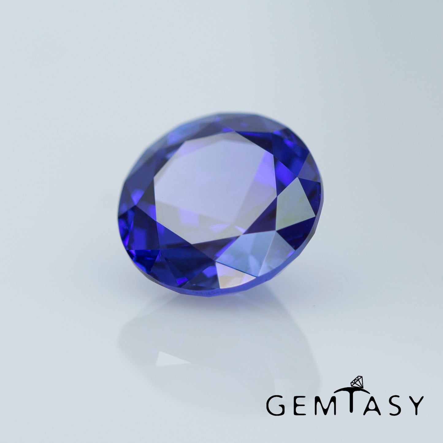 Cut stone - Sapphire Royal Blue Czochralski (Pulled) lab grown, facet Round 10.2mm 5.50ct