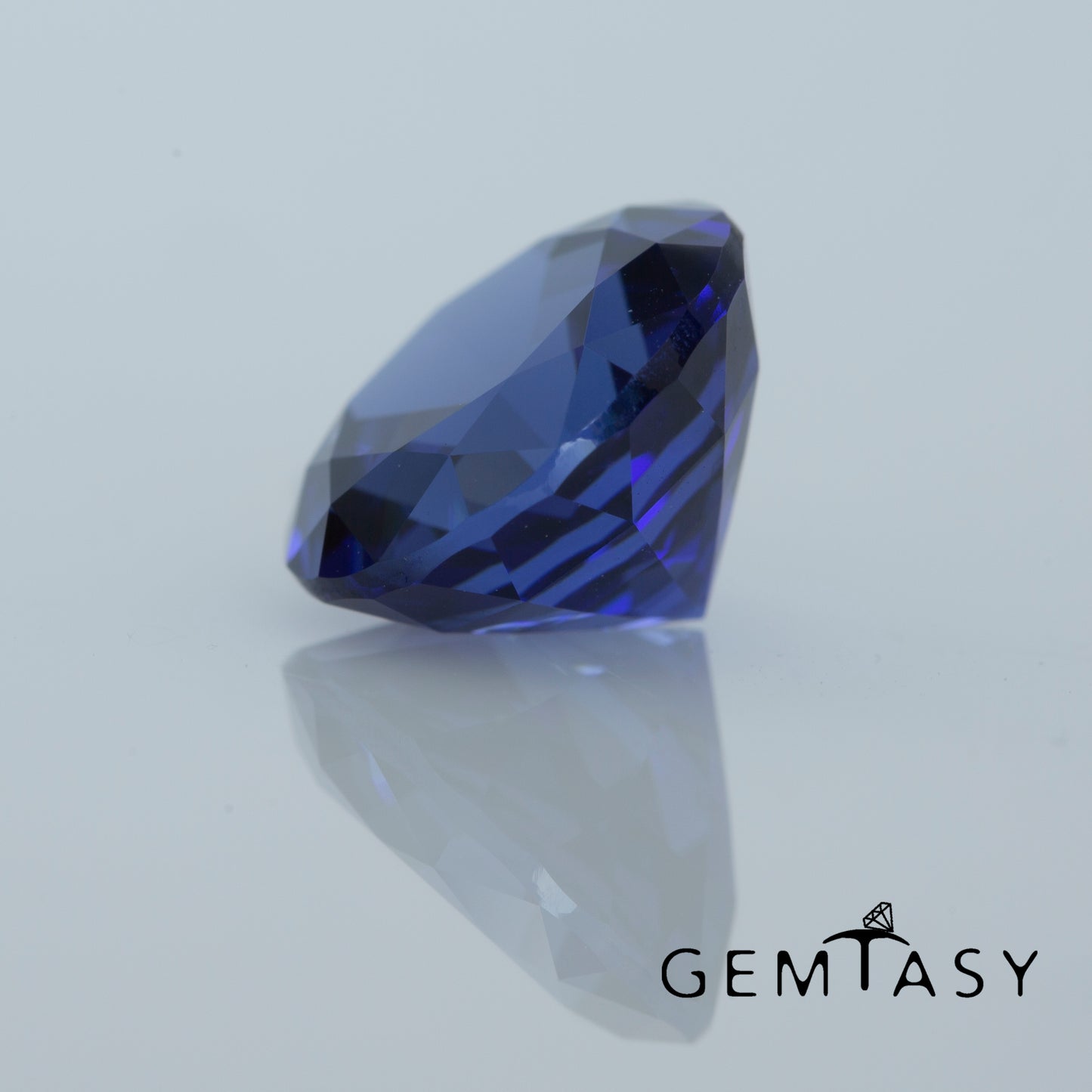 Cut stone - Sapphire Royal Blue Czochralski (Pulled) lab grown, facet Round 10.2mm 5.50ct