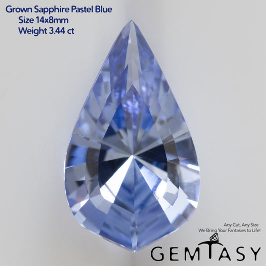 Cut stone - Sapphire Light Blue Czochralski (Pulled) lab grown, facet Fancy Arrow 14x8mm 3.44ct