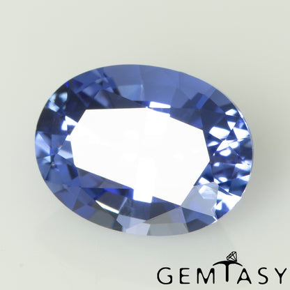 Pierre taillée - Saphir Bleuet bleu Czochralski (Tiré) cultivé en laboratoire, facette Ovale 8x6mm 1,51-1,66ct