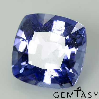Cut stone - Sapphire Cornflower Blue Czochralski (Pulled) lab grown, facet Cushion 18x18mm 33.78ct