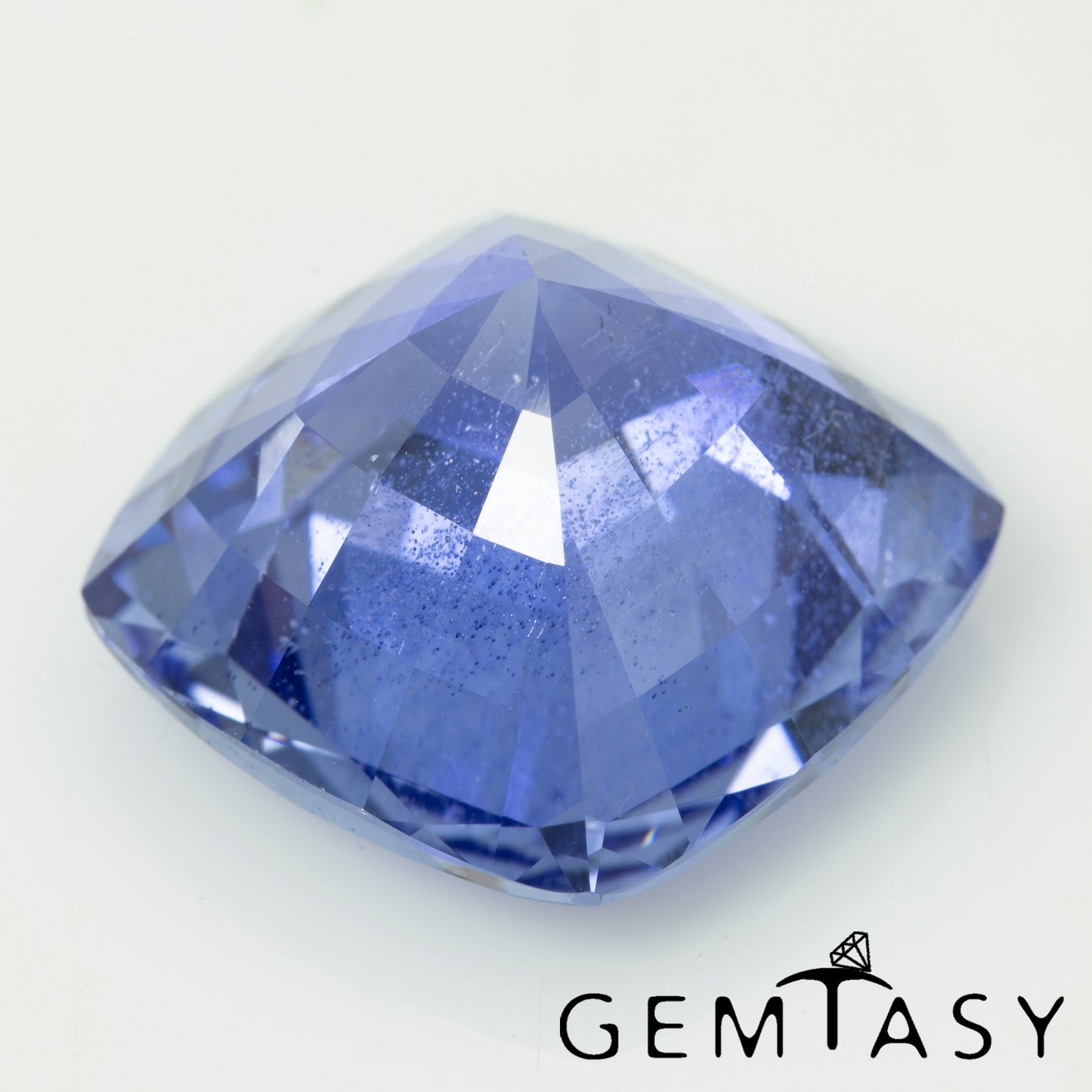 Cut stone - Sapphire Cornflower Blue Czochralski (Pulled) lab grown, facet Cushion 18x18mm 33.78ct