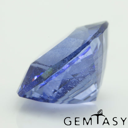 Cut stone - Sapphire Cornflower Blue Czochralski (Pulled) lab grown, facet Cushion 18x18mm 33.78ct