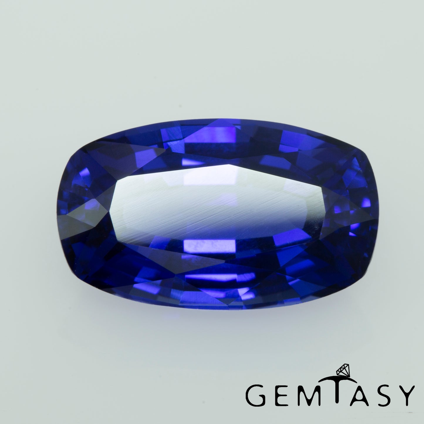 Cut stone - Sapphire Royal Blue Czochralski (Pulled) lab grown, facet Cushion 12x7mm 4.33ct