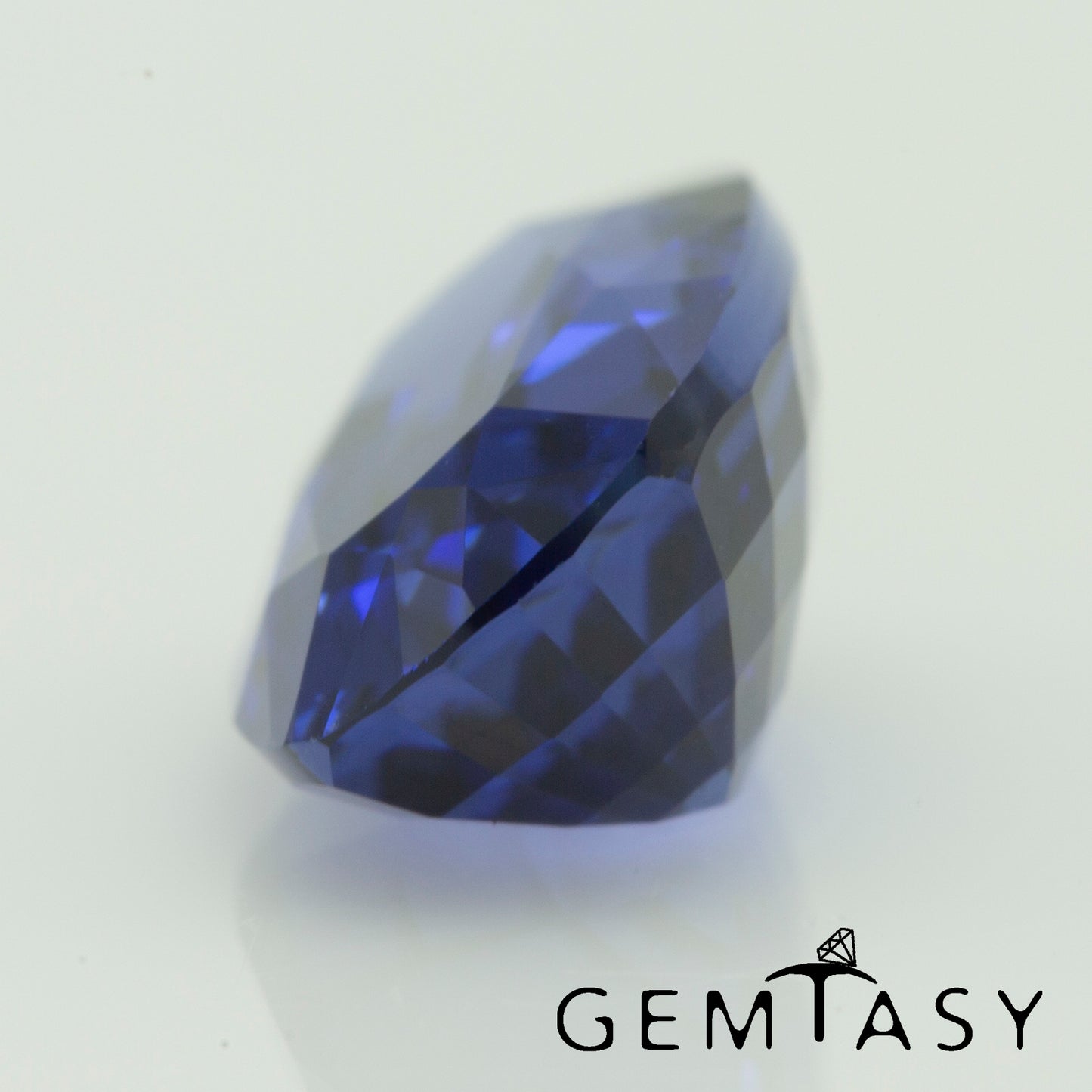 Cut stone - Sapphire Royal Blue Czochralski (Pulled) lab grown, facet Cushion 12x7mm 4.33ct