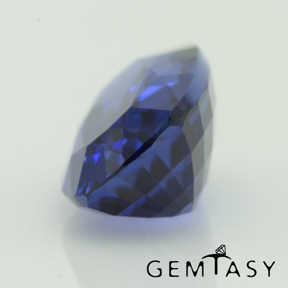 Cut stone - Sapphire Royal Blue Czochralski (Pulled) lab grown, facet Cushion 12x7mm 4.33ct