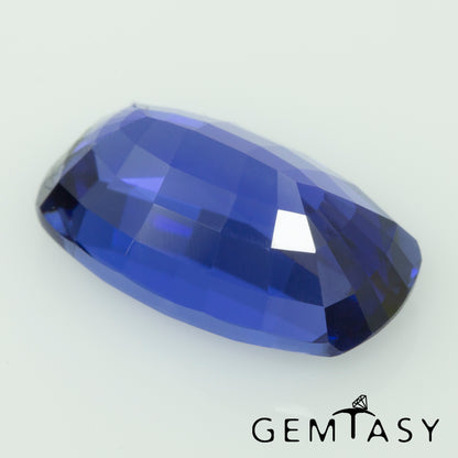 Cut stone - Sapphire Royal Blue Czochralski (Pulled) lab grown, facet Cushion 12x7mm 4.33ct