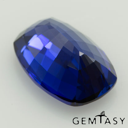 Cut stone - Sapphire Royal Blue Czochralski (Pulled) lab grown, facet Cushion 12x8mm 4.54-4.79ct