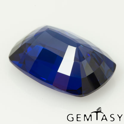 Cut stone - Sapphire Royal Blue Czochralski (Pulled) lab grown, facet Cushion 14x10mm 8.72-9.03ct