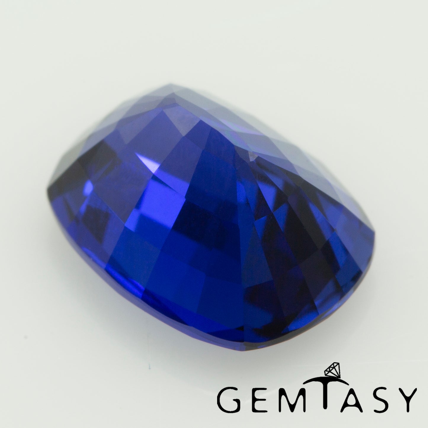 Cut stone - Sapphire Royal Blue Czochralski (Pulled) lab grown, facet Cushion 9x7mm 2.35-2.69ct