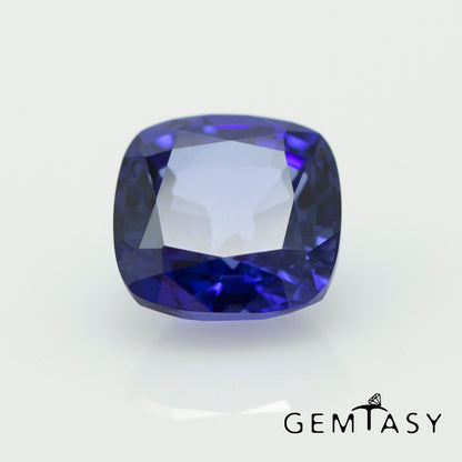 Cut stone - Sapphire Blue Czochralski (Pulled) lab grown, facet Cushion 9x9mm 4.69ct