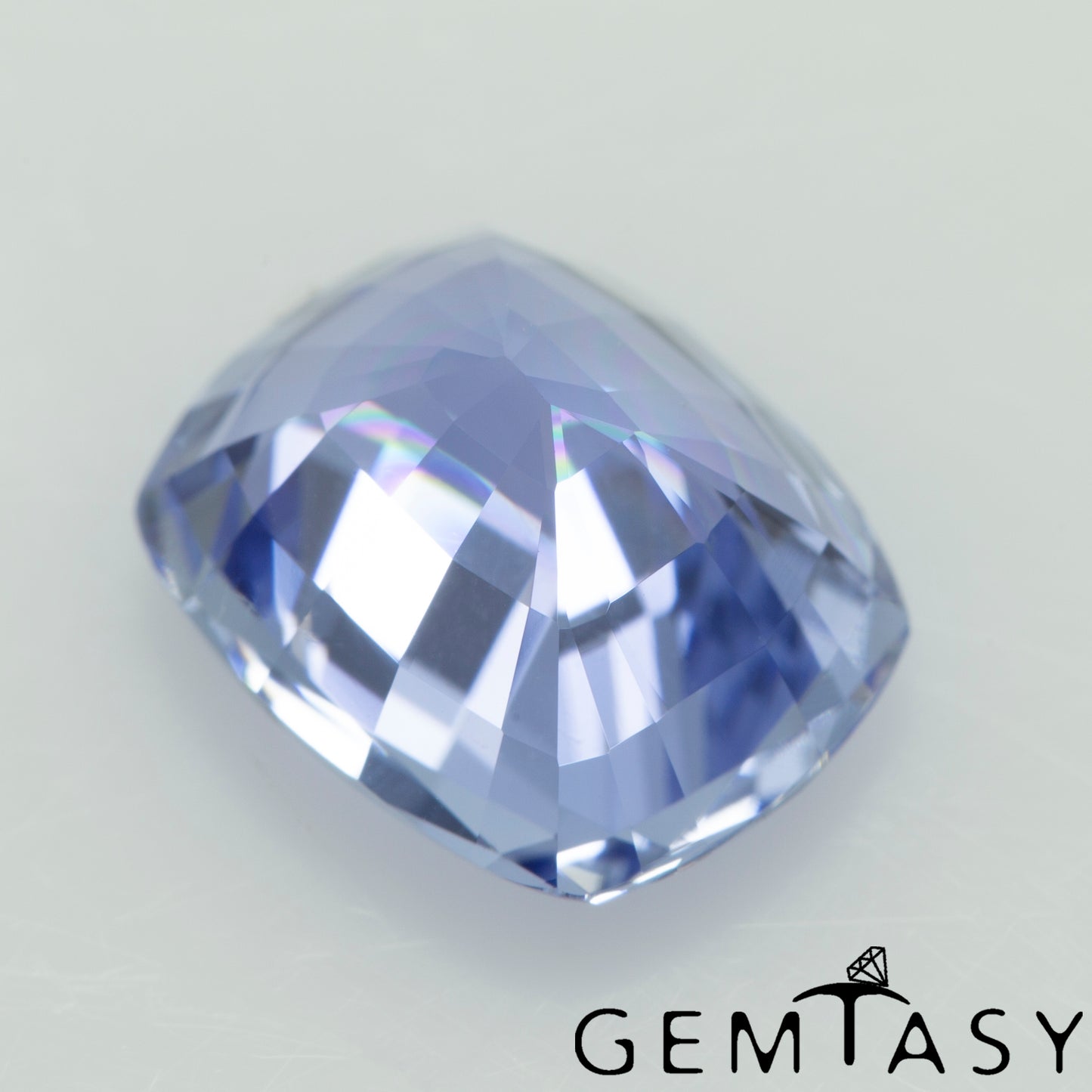 Cut stone - Sapphire Light Blue Czochralski (Pulled) lab grown, facet Cushion 10x8mm 3.61ct