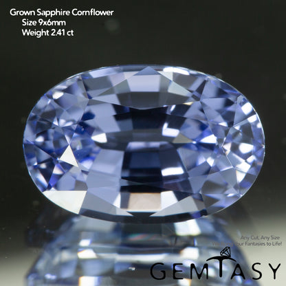 Cut stone - Sapphire Cornflower Blue Czochralski (Pulled) lab grown, facet Oval 9x6mm 1.88-2.41ct