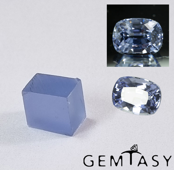 Pietra grezza da sfaccettare - Zaffiro azzurro chiaro Czochralski (tirato) cresciuto in laboratorio 16-19ct
