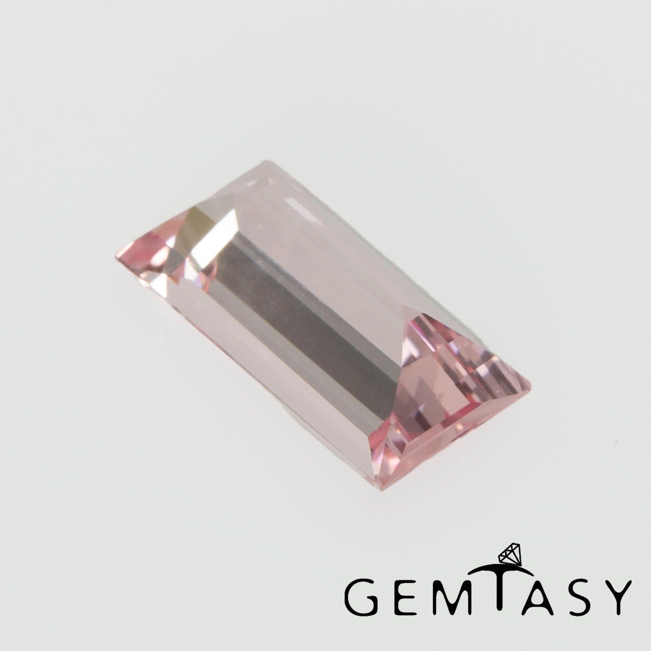 Cut stone - Sapphire Pink light Czochralski (Pulled) lab grown, facet Baguette 10x5mm 1.84ct