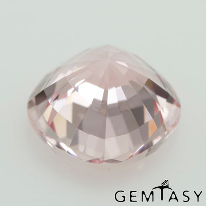 Cut stone - Sapphire Pink light Czochralski (Pulled) lab grown, facet Cushion 8x8mm 3.17ct