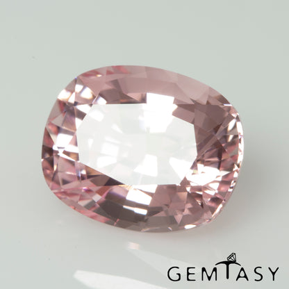 Cut stone - Sapphire Pink light Czochralski (Pulled) lab grown, facet Cushion 10x8mm 4.11ct