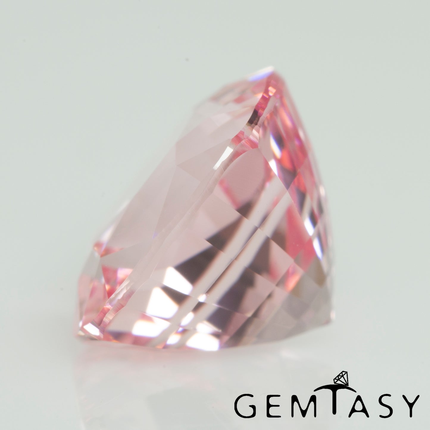 Cut stone - Sapphire Pink light Czochralski (Pulled) lab grown, facet Cushion 10x8mm 4.11ct