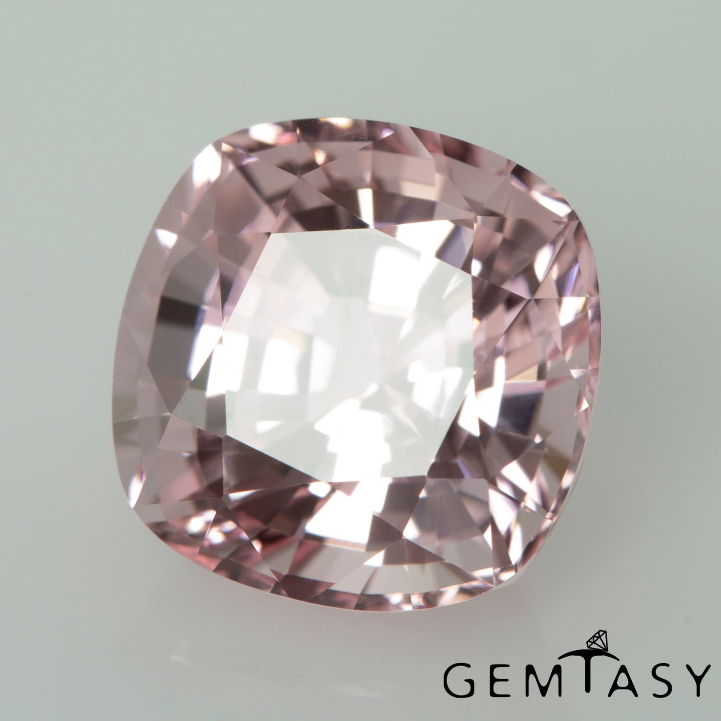 Cut stone - Sapphire Pink light Czochralski (Pulled) lab grown, facet Cushion 9x9mm 4.55ct