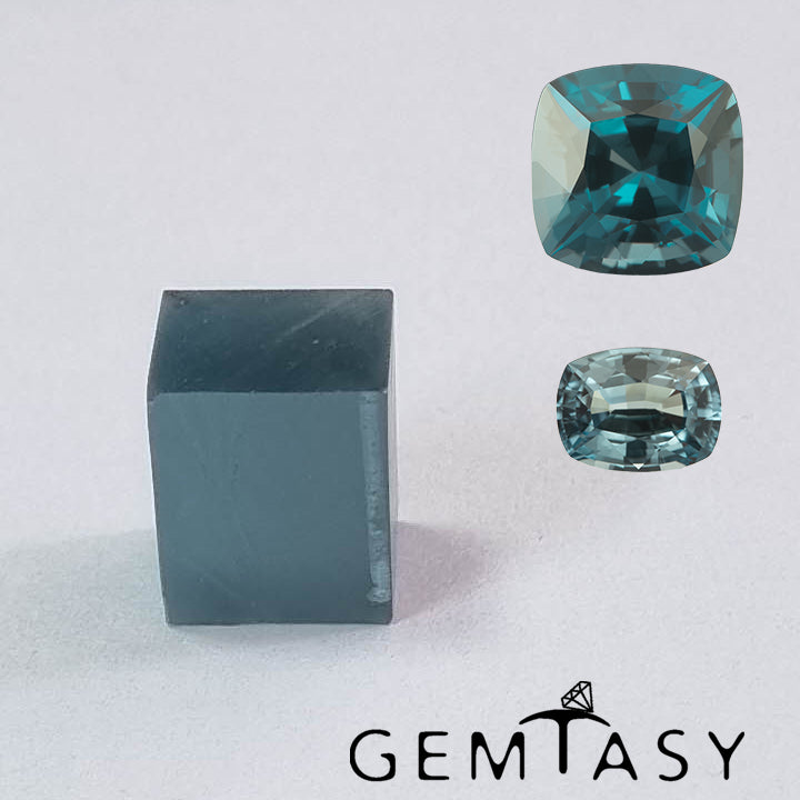 Piedra en bruto para facetar - Zafiro Azul Teal Océano Czochralski (Extraído) cultivado en laboratorio 24,1-27,8 ct
