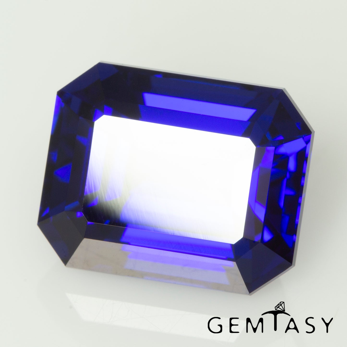 Cut stone - Sapphire Royal Blue dark Czochralski (Pulled) lab grown, facet Octagon 10x8mm 5.22ct