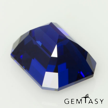 Cut stone - Sapphire Royal Blue dark Czochralski (Pulled) lab grown, facet Octagon 10x8mm 5.22ct