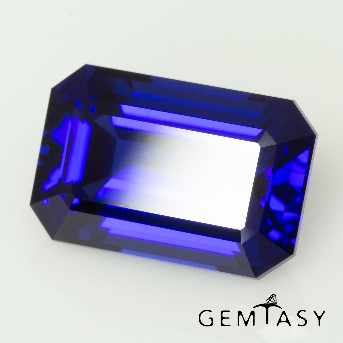 Cut stone - Sapphire Royal Blue dark Czochralski (Pulled) lab grown, facet Octagon 12x8mm 6.44ct