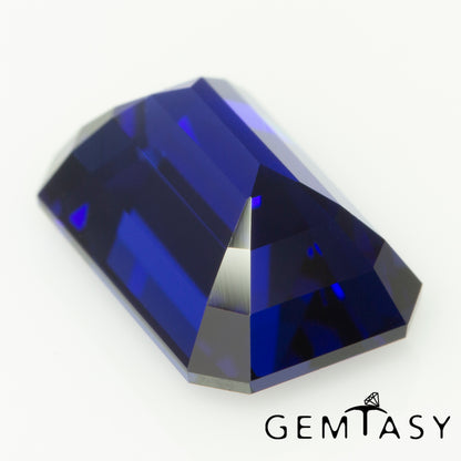 Cut stone - Sapphire Royal Blue dark Czochralski (Pulled) lab grown, facet Octagon 12x8mm 6.44ct