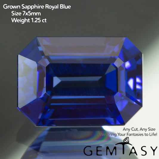 Piedra tallada - Zafiro Azul Real oscuro Czochralski (Extraído) cultivado en laboratorio, facetado Octágono 8x6mm 2,15-2,48ct