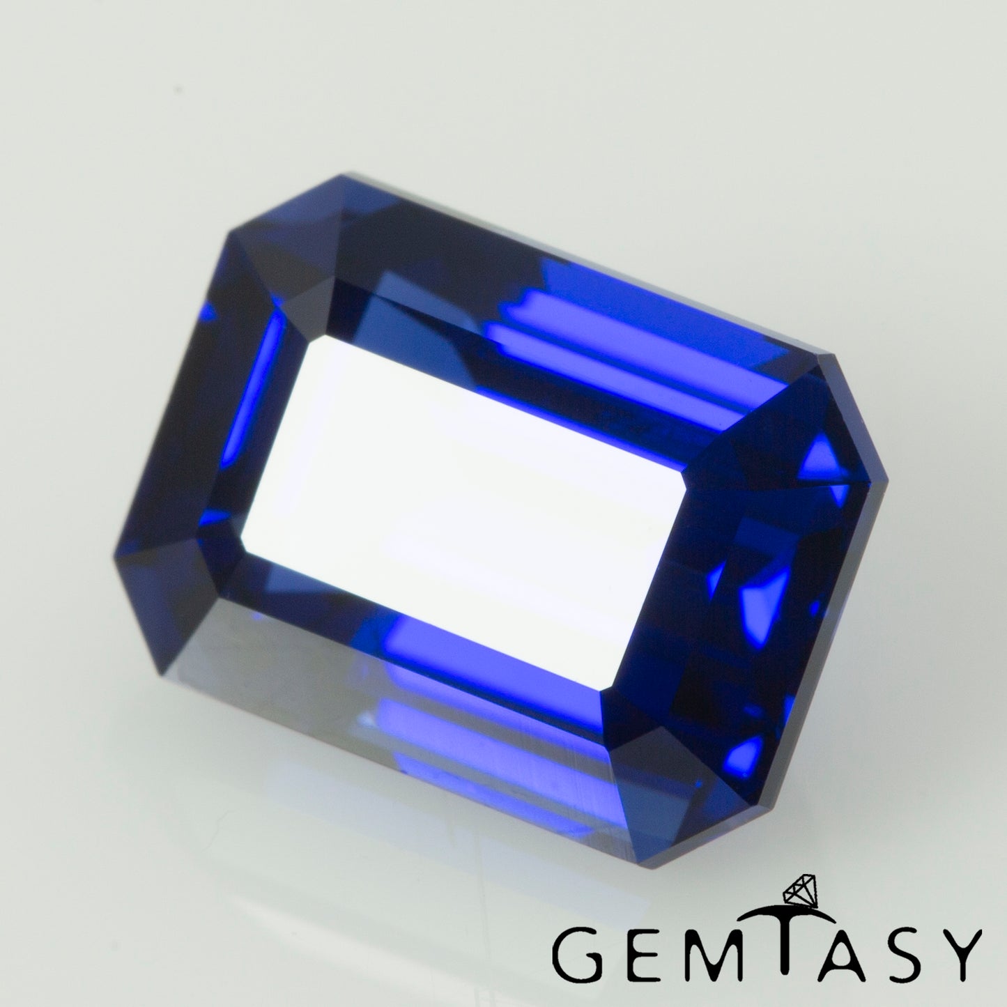 Cut stone - Sapphire Royal Blue dark Czochralski (Pulled) lab grown, facet Octagon 8x6mm 2.15-2.48ct