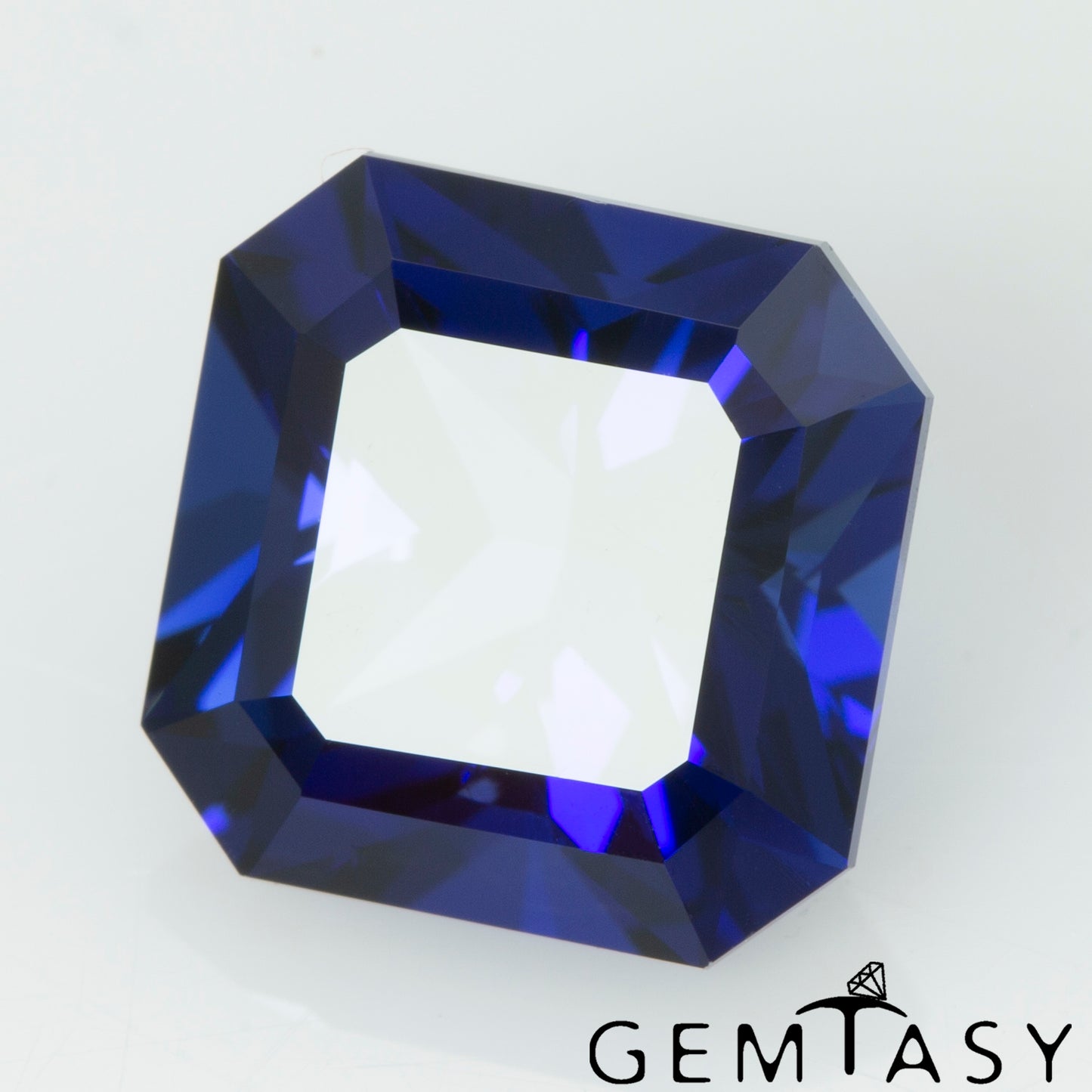 Pierre taillée - Saphir Bleu Royal foncé Czochralski (Tiré) cultivé en laboratoire, facette Octogone 9x9mm 4,12-4,33ct