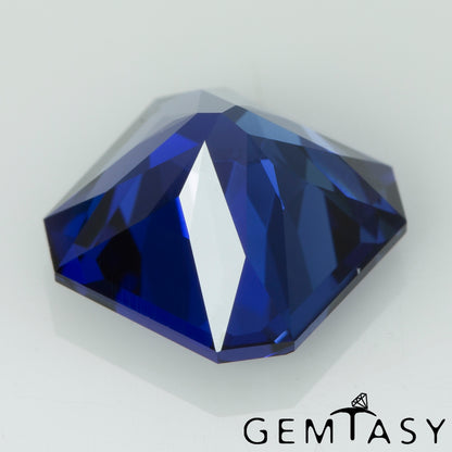 Pierre taillée - Saphir Bleu Royal foncé Czochralski (Tiré) cultivé en laboratoire, facette Octogone 9x9mm 4,12-4,33ct