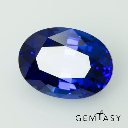 Cut stone - Sapphire Royal Blue Czochralski (Pulled) lab grown, facet Oval 11.5x8.5mm 5.14ct