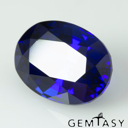 Cut stone - Sapphire Royal Blue Czochralski (Pulled) lab grown, facet Oval 14x10mm 9.07ct