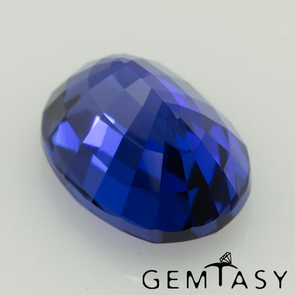 Cut stone - Sapphire Royal Blue Czochralski (Pulled) lab grown, facet Oval 8x6mm 1.84-2.02ct