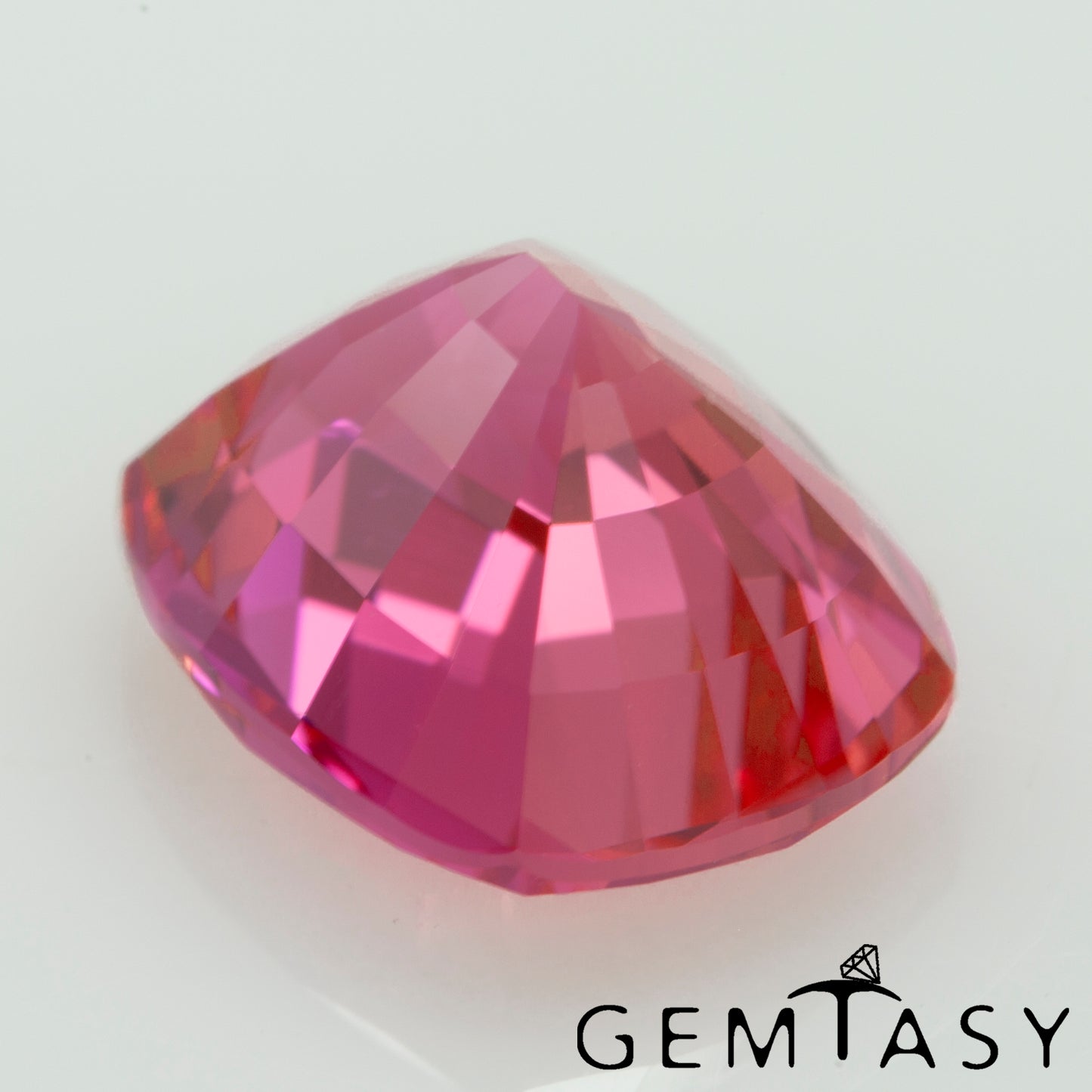 Piedra tallada - Zafiro Padparadscha Czochralski (Extraído) cultivado en laboratorio, facetado Cojín 10x8mm 3,91-4,08ct