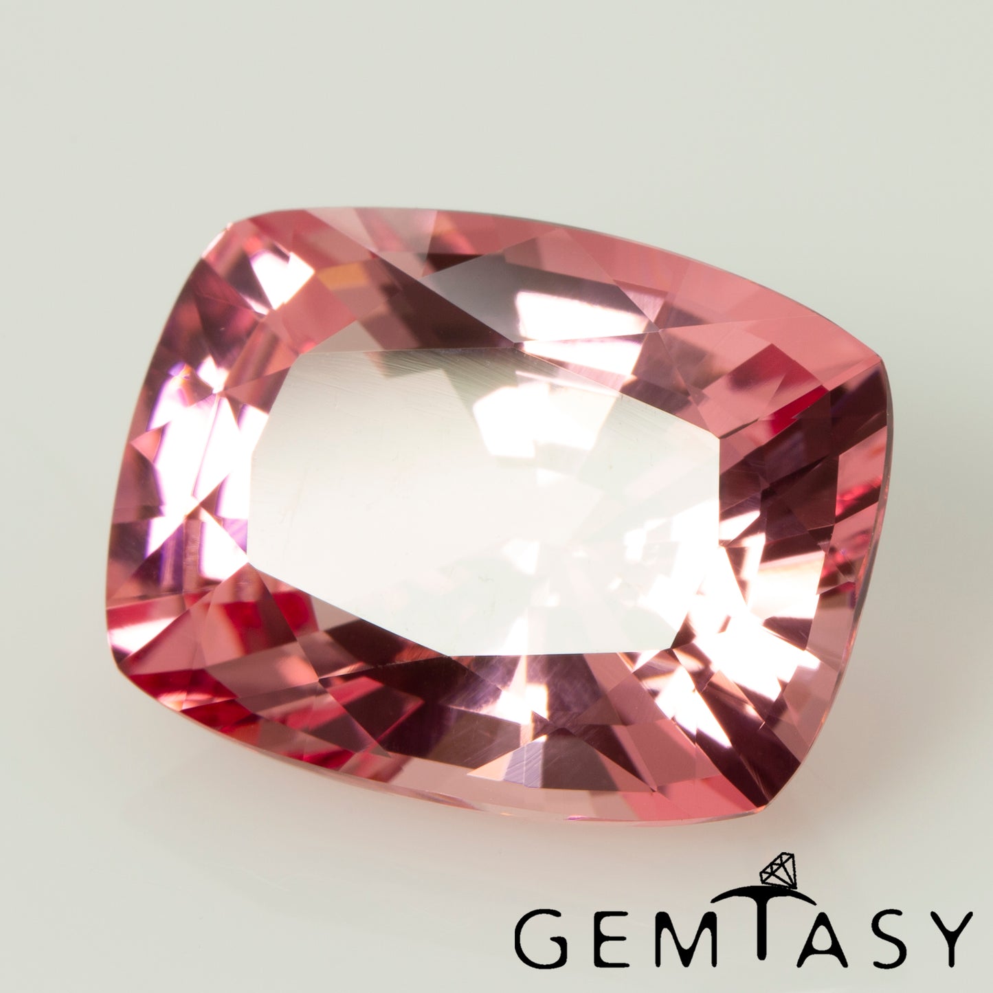 Cut stone - Sapphire Padparadscha Czochralski (Pulled) lab grown, facet Cushion 16x12mm 12.59ct