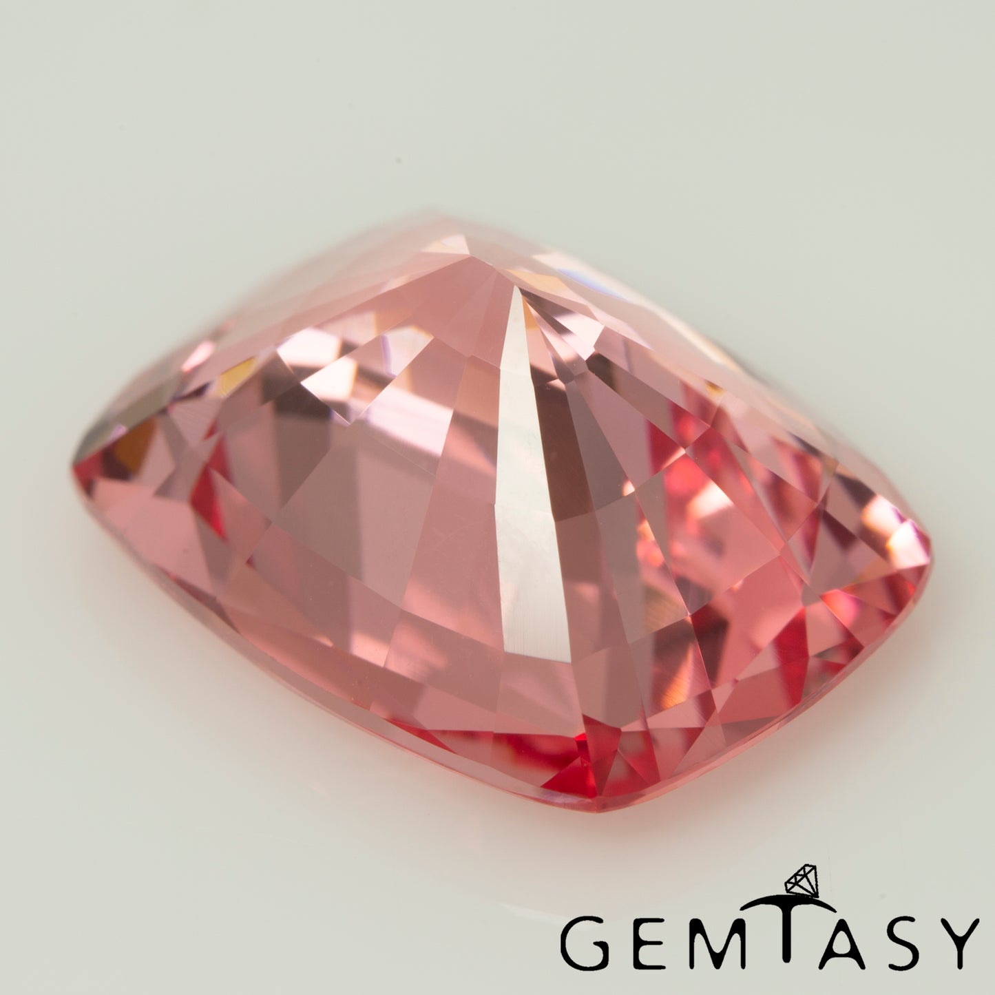 Cut stone - Sapphire Padparadscha Czochralski (Pulled) lab grown, facet Cushion 16x12mm 12.59ct