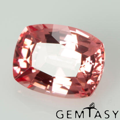 Cut stone - Sapphire Padparadscha Czochralski (Pulled) lab grown, facet Cushion 9x7mm 2.89-3.02ct