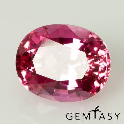 Cut stone - Sapphire Padparadscha Czochralski (Pulled) lab grown, facet Oval 10x8mm 3.44-3.81ct