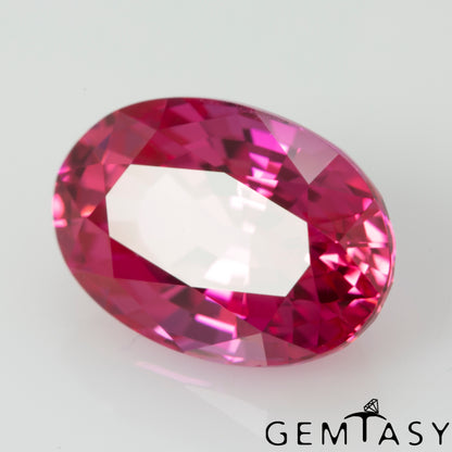 Cut stone - Sapphire Padparadscha Czochralski (Pulled) lab grown, facet Oval 13x9mm 7.02ct