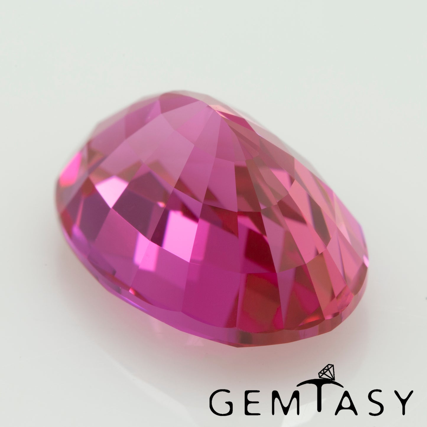 Cut stone - Sapphire Padparadscha Czochralski (Pulled) lab grown, facet Oval 13x9mm 7.02ct