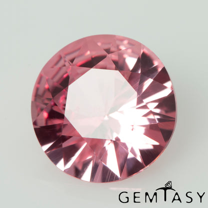 Cut stone - Sapphire Padparadscha Czochralski (Pulled) lab grown, facet Round 8mm 1.78ct