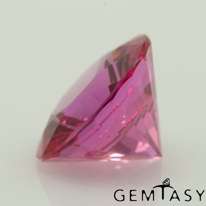 Pierre taillée - Saphir Padparadscha Czochralski (Tiré) cultivé en laboratoire, facette Rond 8mm 2,22ct